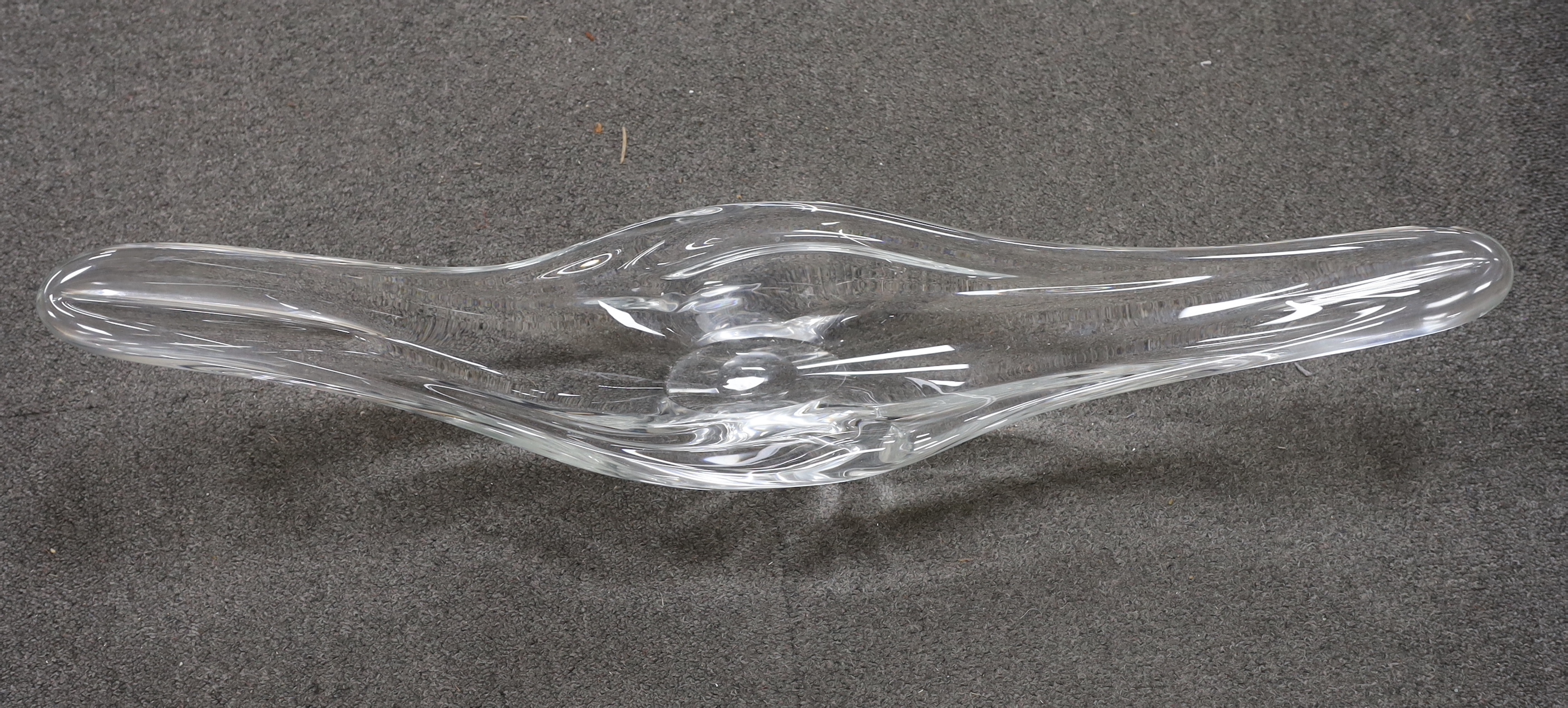 A Schneider 1960's abstract clear art glass dish, 80cm wide